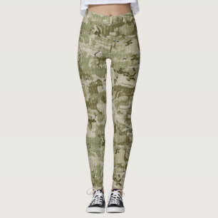 Green Earthy Colours Camo Camouflage Pattern Leggings