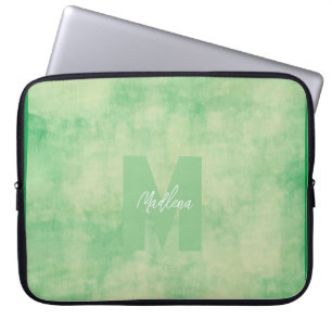 Green Earthy Pastel Tones Monogrammed Chic Laptop Sleeve