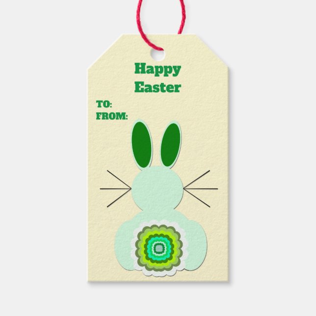 Green Easter Bunny Gift Tags (Front)