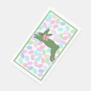 Green Easter Bunny Rabbit Eggs Napkin