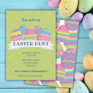 Green Easter eggs HUNT INVITATION