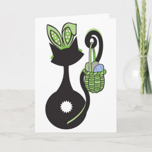 Green Easter Kitty Card
