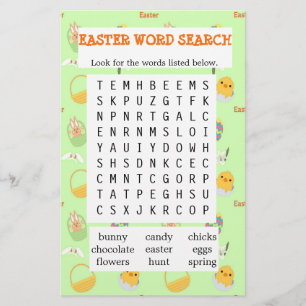 Green Easter word search paper