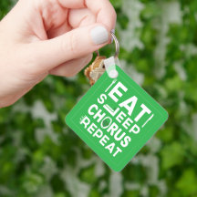Green Eat Sleep Chorus Repeat Block Keychain