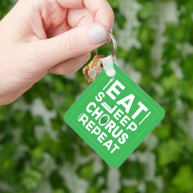 Green Eat Sleep Chorus Repeat Block Keychain (Hand)