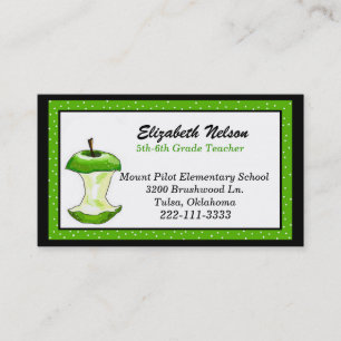 Green Eaten Apple Teacher's business card