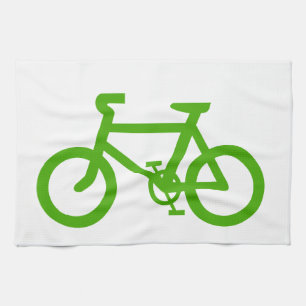 Green Eco Bicycle Tea Towel