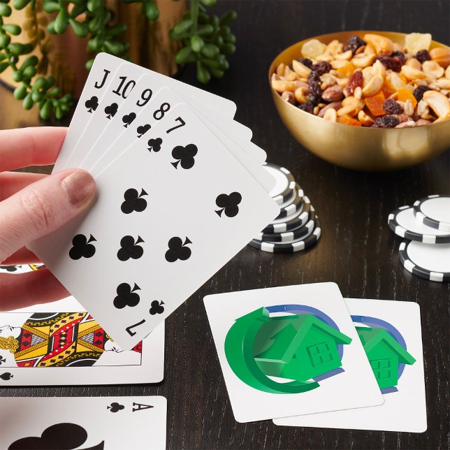 Green Eco House with Circular Arrows Playing Cards (Creator Uploaded)