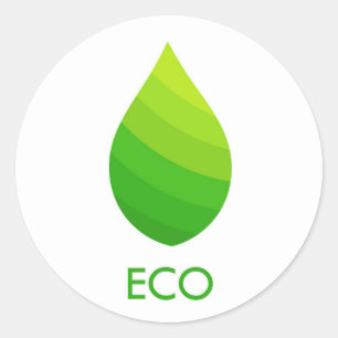 Green eco leaf classic round sticker