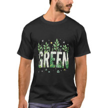 Green Eco Nature Word Art with Leaves T-Shirt