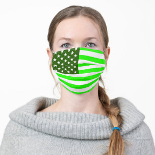 Green ecology flag symbol usa united states americ cloth face mask
