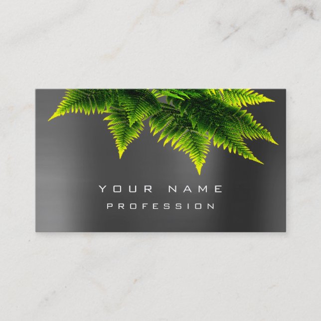 Green Economy Fern Eco Organic Grau Silver Minimal Business Card (Front)