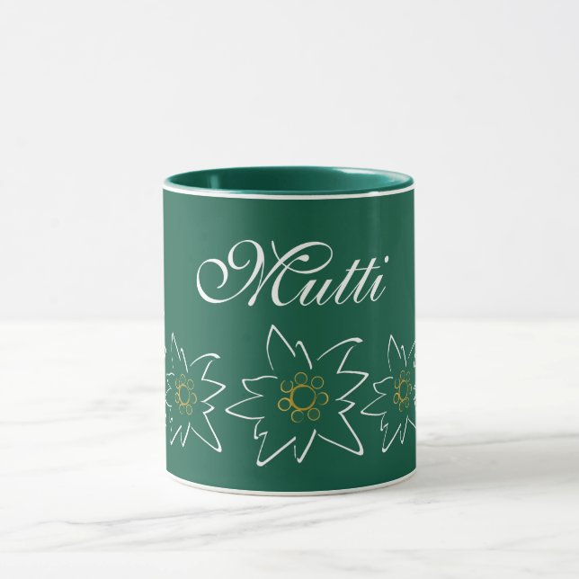 Green Edelweiss Flower Mug (Center)