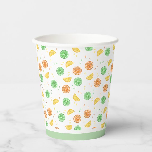 Green-edge citrus paper glasses cups (Front)