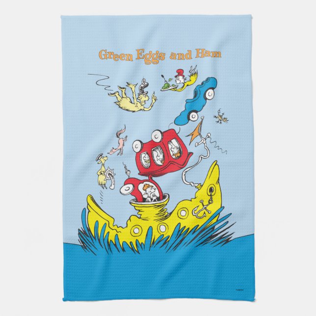 Green Eggs and Ham | I Do Not Like Them Anywhere Tea Towel (Vertical)