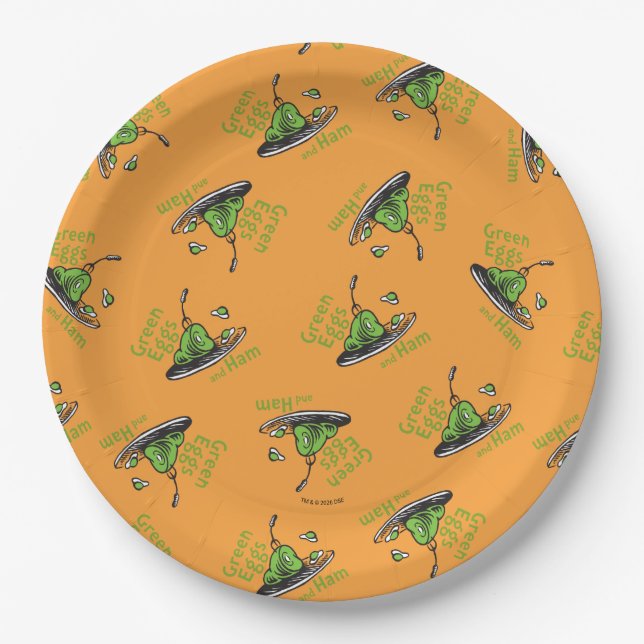Green Eggs and Ham Pattern Paper Plate (Front)