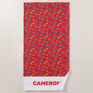 Green Eggs and Ham Train Pattern Beach Towel