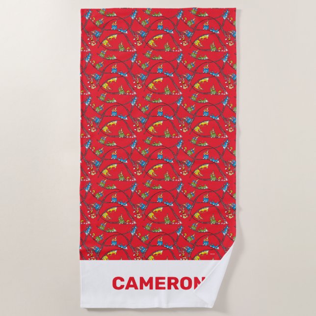 Green Eggs and Ham | Train Pattern Beach Towel (Front)