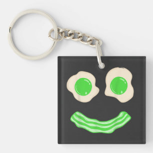 Green Eggs Ham Smile Face Brunch Breakfast Key Ring