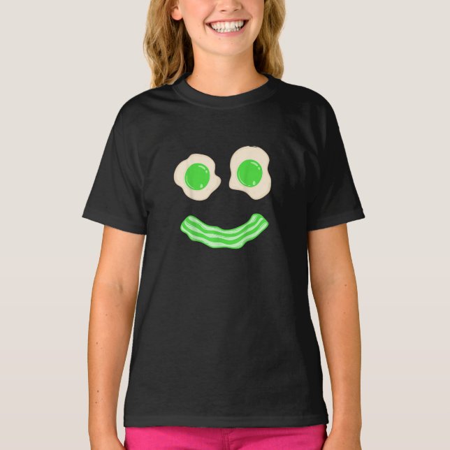 Green Eggs Ham Smile Face Brunch Breakfast T-Shirt (Front)