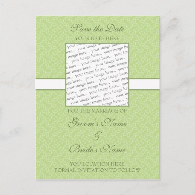 Green Eggshell Save the Date Postcard (Front)