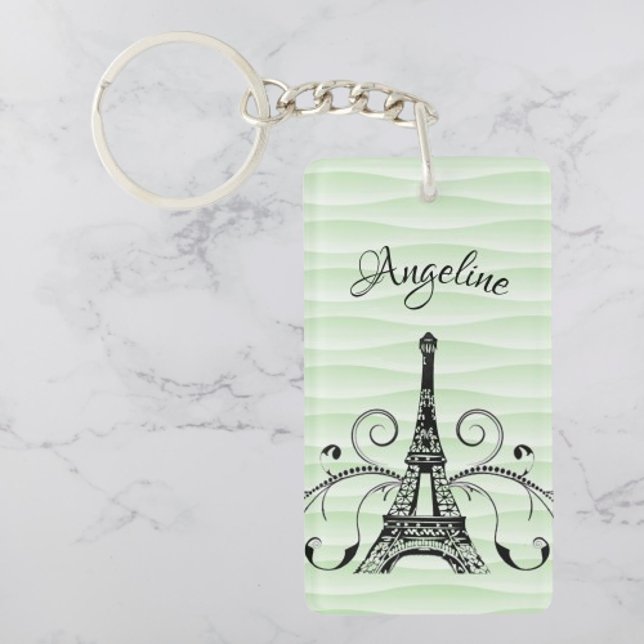 Green Eiffel Tower Flourish Keychain (Green Eiffel Tower Flourish Keychain)