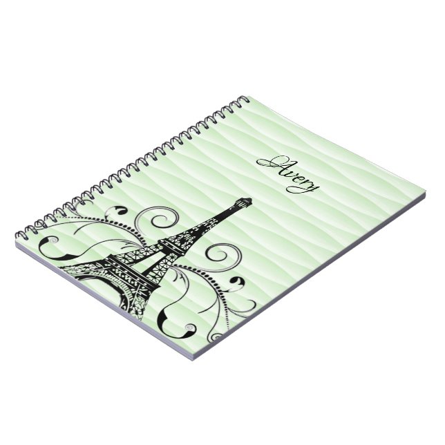 Green Eiffel Tower Flourish Notebook (Left Side)