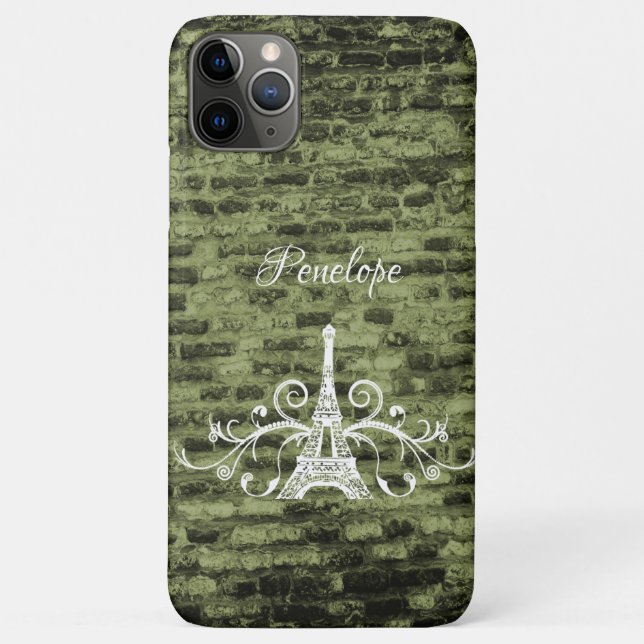 Green Eiffel Tower Grunge Case-Mate iPhone Case (Back)
