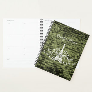 Green Eiffel Tower Grunge Planner
