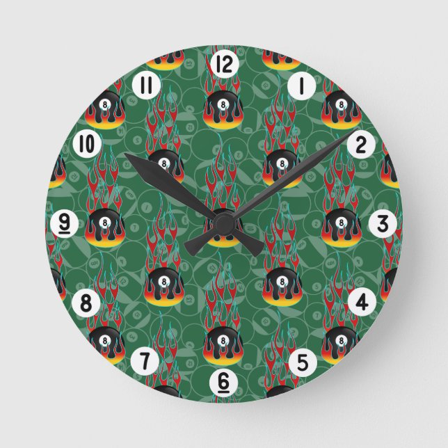 Green Eight Ball Round Clock (Front)