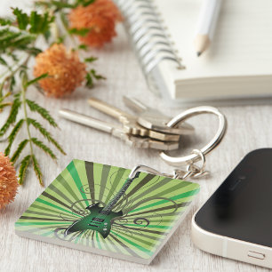 Green Electric Guitar Key Ring