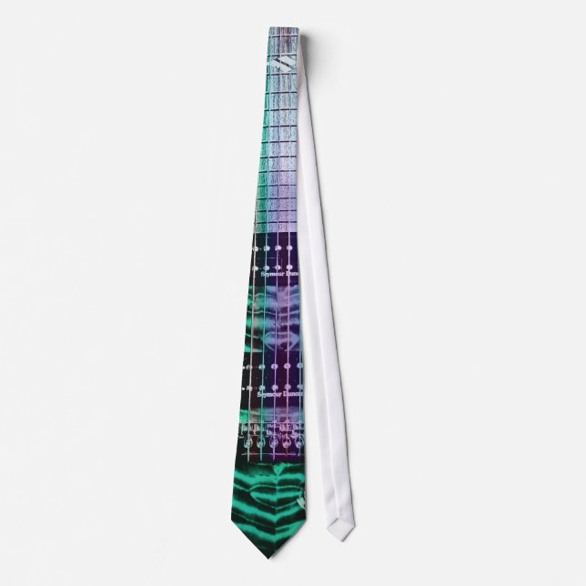 Green Electric Guitar with Rainbow Neck Music Tie (Front)