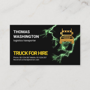 Green Electric Lightning Gold Trucking Transport Business Card