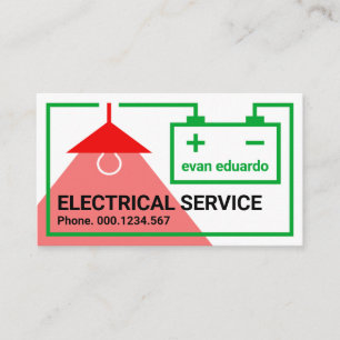 Green Electrical Battery Circuit Bulb Business Card