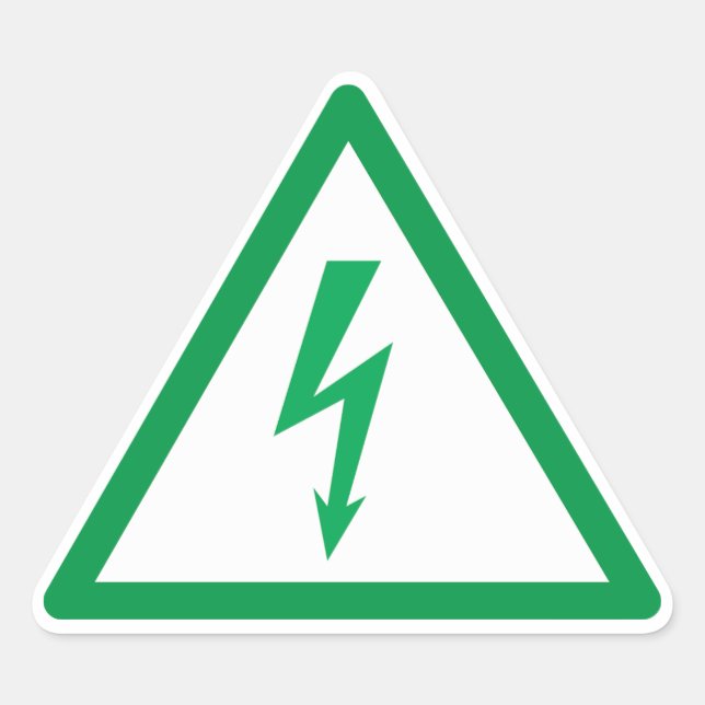 green electrical sign symbol ecology power triangle sticker (Front)