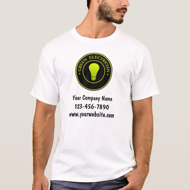 Green Electrician Logo Template Work shirts (Front)