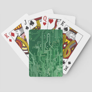 green electronic circuit board computer pattern playing cards