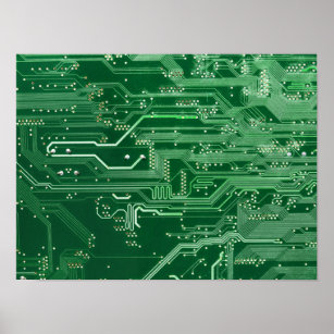 green electronic circuit board computer pattern poster