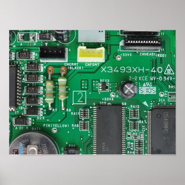 green electronic circuit board computer pattern poster (Front)