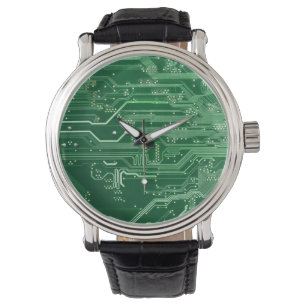 green electronic circuit board computer pattern watch