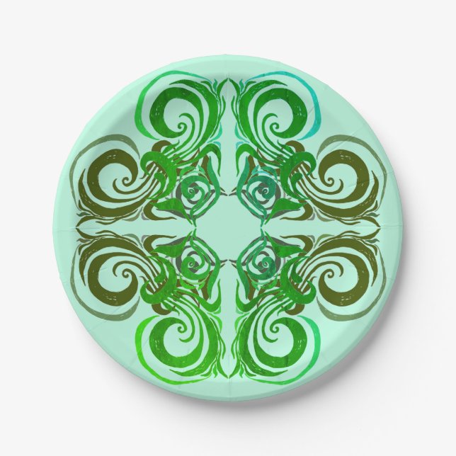 Green Elegance  Paper Plate (Front)