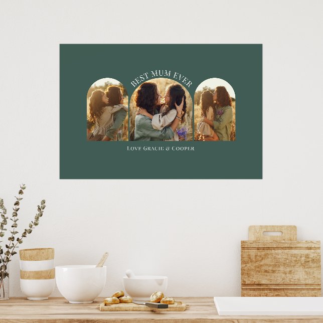 Green elegant arch multi photo best mum poster (Kitchen)
