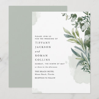 Green Elegant Botanical Wedding Save The Date