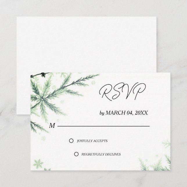 Green Elegant Classic Wedding RSVP Card (Front/Back)