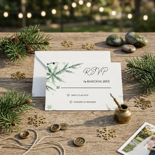 Green Elegant Classic Wedding RSVP Card
