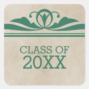 Green Elegant Deco Graduation Stickers