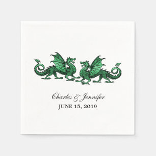 Green Elegant Dragons Wedding Paper Napkins
