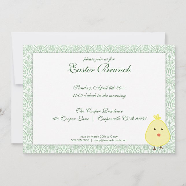 Green Elegant Easter Brunch Invitation (Front)
