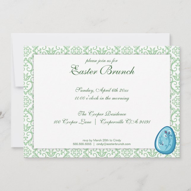 Green Elegant Easter Brunch Invitation (Front)