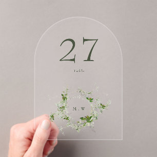 Green Elegant Eucalyptus Wreath Arch Table Number